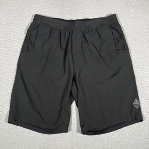 prAna Shorts Mens Large Black Mojo 10" Elastic Waist Climbing Workout Logo Gym